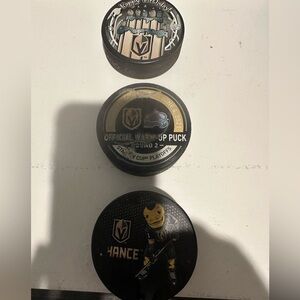 3 VGK Hockey pucks